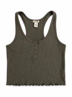 Bozzolo Ribbed Racerback Tank Top Olive Green Size Large